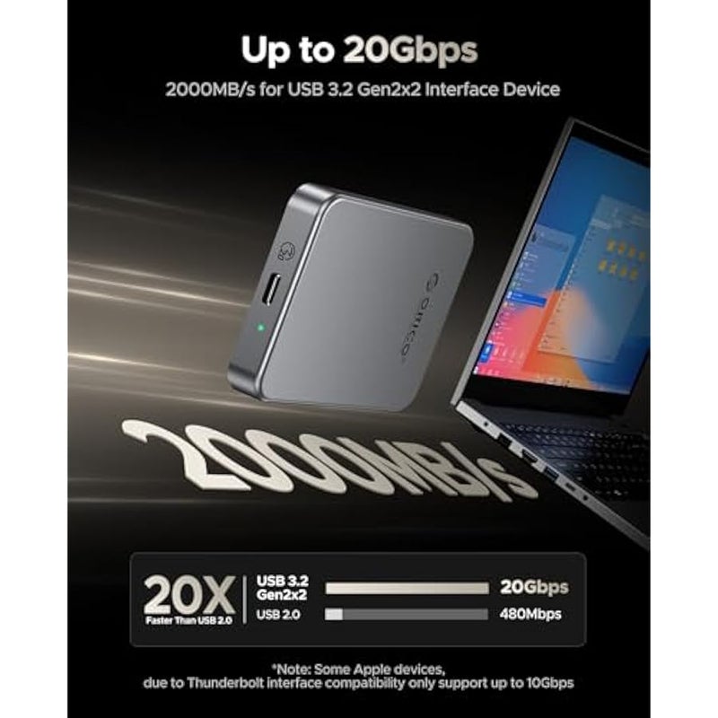 ORICO 2 TB Magnetic External SSD, 4K ProRes HDR Record and Store, 2000MB/s Stable Transmission, Portable Solid State Drive, Aluminium Alloy Shell, Compatible with Smartphone, Tablet, Computer - K20 - Image 4