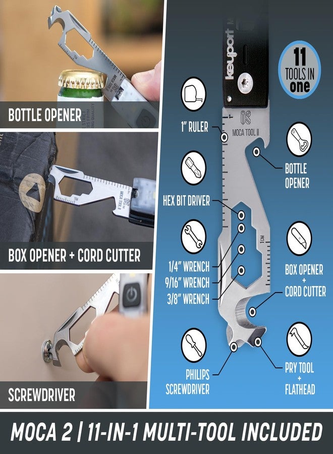 كي بورت مجموعة Keyport Utility Plus - مصباح يدوي صغير فاخر + أداة متعددة الاستخدامات 11 في 1 مع سلسلة مفاتيح + مشبك جيب - أداة متعددة الاستخدامات صغيرة الحجم مع سلسلة مفاتيح وفتاحة زجاجات وإضاءة LED فائقة السطوع للحمل اليومي - وحدات - Image 5