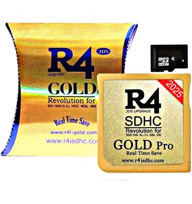 Game Source مجموعة R4 SDHC Gold pro + محول USB مع 8 جيجابايت ميكرو SD ستعمل على DS DSI 2DS 3DS - Image 1