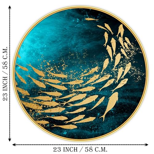 SAF paintings golden fish modern art Crystal Embedded High Gloss Mirror Finished Surface Golden Slim Frame 58 cm x 58 cm Large Size, For Home/Office/Hotel painting GR-38 - Image 3