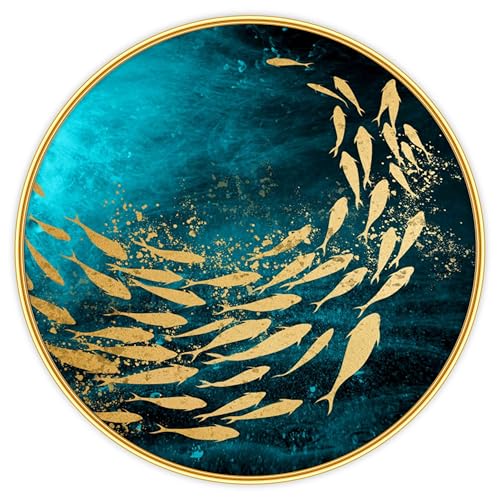 SAF paintings golden fish modern art Crystal Embedded High Gloss Mirror Finished Surface Golden Slim Frame 58 cm x 58 cm Large Size, For Home/Office/Hotel painting GR-38 - Image 2