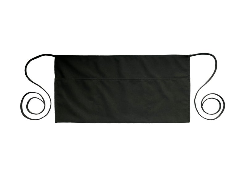 PLOYMONO Server Apron with 3 Pockets, 1 Pack Short Waist Apron for Waitress Waiter, Restaurant Servers, Bartenders, Hosts (24â€L x 12â€W) Black - Image 1
