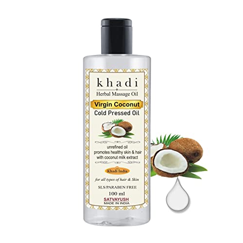 Satvayush Khadi Extra Virgin Cold Pressed Coconut Oil - For Skin, Hair Care & Baby Massage Natural Hair Oil - 100 ml (Pack of 1) - Image 1