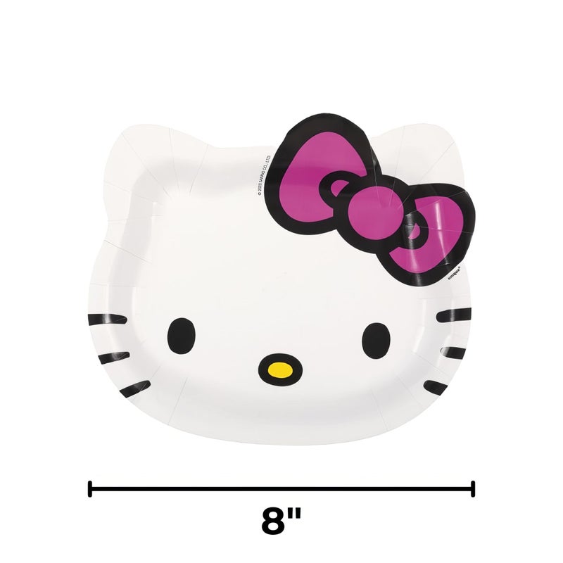 Unique White Hello Kitty Shaped Paper Plates - 8.50"" x 7.38"" (Pack of 8) - Fun Character Design  Perfect for Kids' Birthday Parties and Themed Celebrations - Image 3