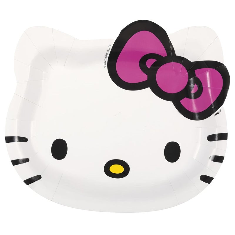 Unique White Hello Kitty Shaped Paper Plates - 8.50"" x 7.38"" (Pack of 8) - Fun Character Design  Perfect for Kids' Birthday Parties and Themed Celebrations - Image 2