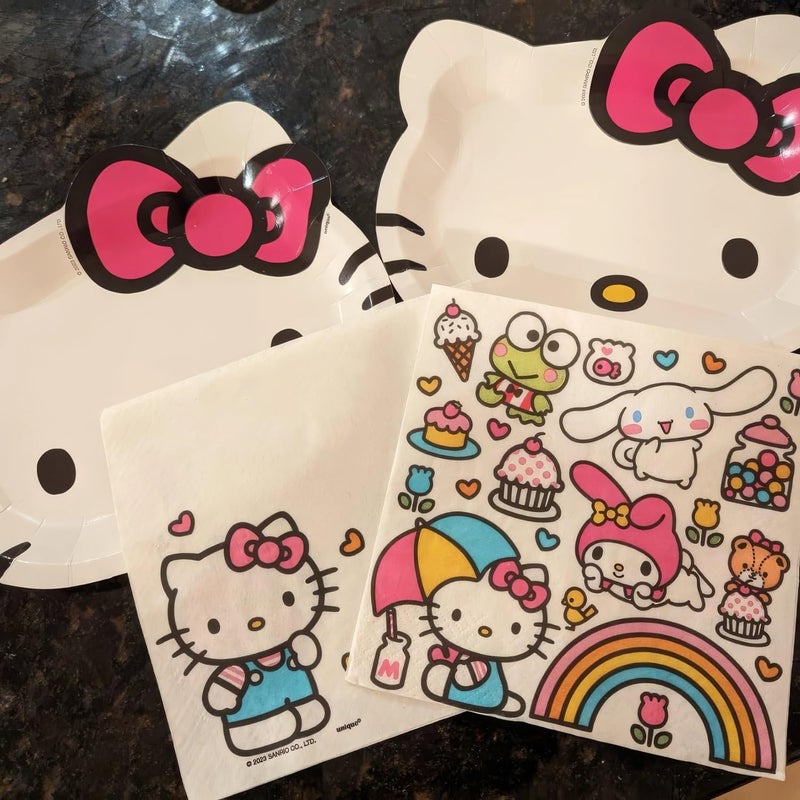 Unique White Hello Kitty Shaped Paper Plates - 8.50"" x 7.38"" (Pack of 8) - Fun Character Design  Perfect for Kids' Birthday Parties and Themed Celebrations - Image 4