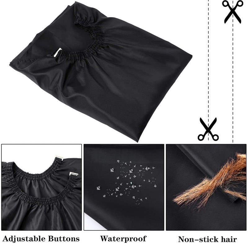 FEBSNOW Professional Hair Cutting Cape with Neck Duster Brush, Salon Barber Cape, Hair Cutting Accessories (Black) - Image 3
