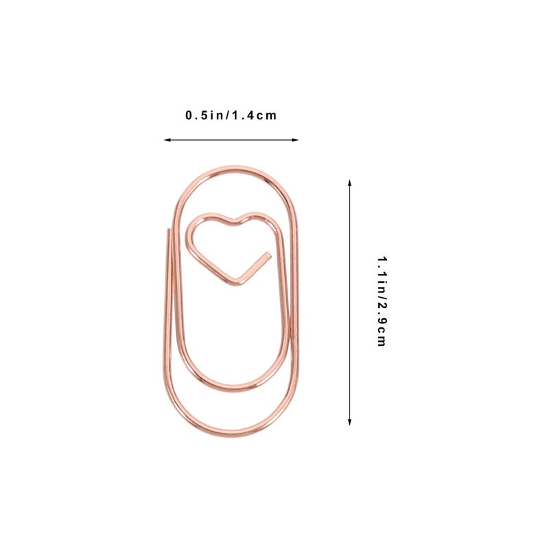 Rose Gold and Gold Metal Heart Paper Clips Set for Office Document Marking 30 Pieces - Image 3