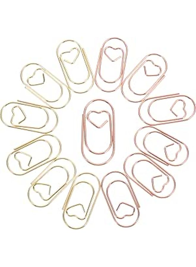 Rose Gold and Gold Metal Heart Paper Clips Set for Office Document Marking 30 Pieces - Image 1