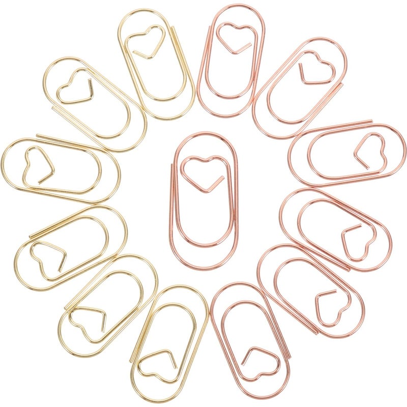 Rose Gold and Gold Metal Heart Paper Clips Set for Office Document Marking 30 Pieces - Image 2