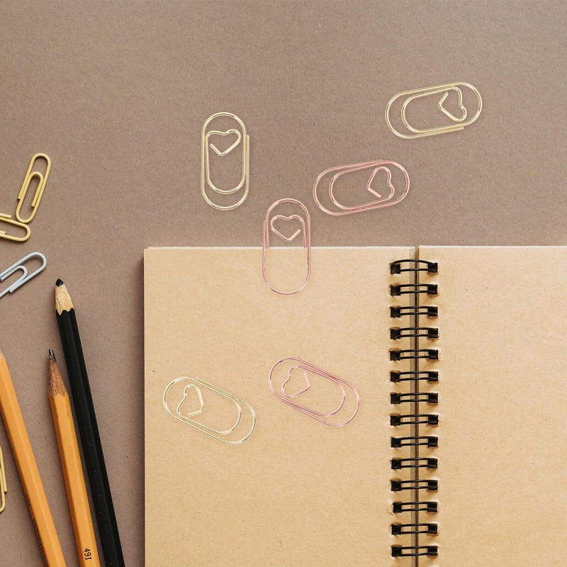 Rose Gold and Gold Metal Heart Paper Clips Set for Office Document Marking 30 Pieces - Image 4