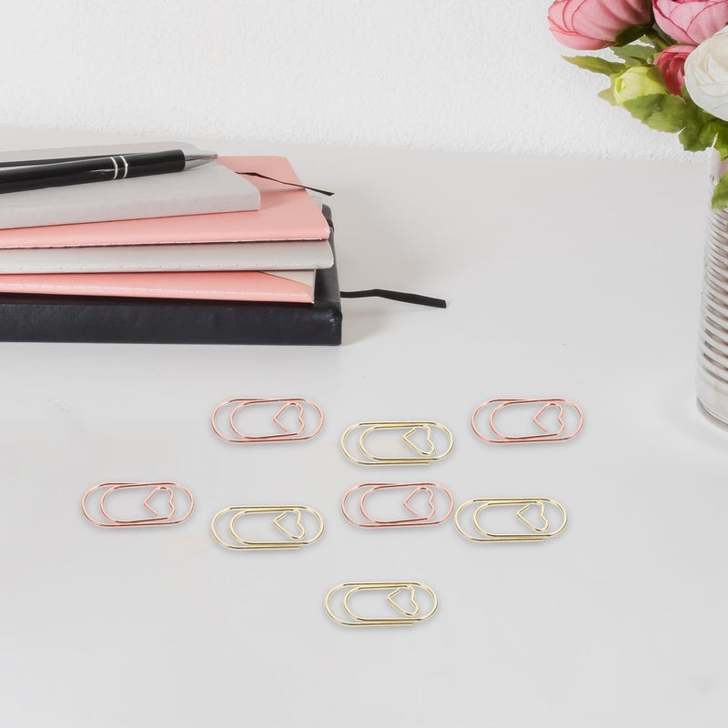 Rose Gold and Gold Metal Heart Paper Clips Set for Office Document Marking 30 Pieces - Image 5