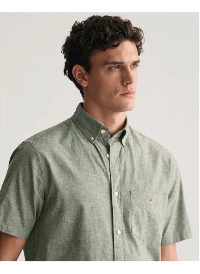 GANT Gant Regular Fit Cotton Linen Short Sleeve Shirt