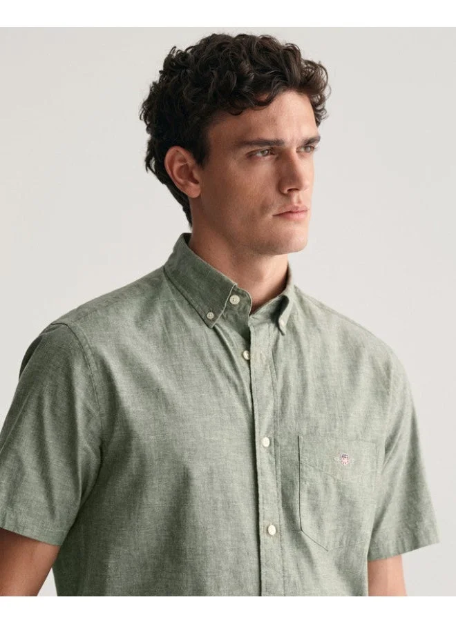 GANT Gant Regular Fit Cotton Linen Short Sleeve Shirt