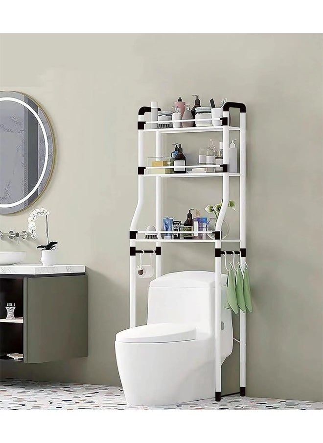 FUMES 3-Tier Washing Machine and Bathroom Organizer with Hanging Hooks for Laundry & Toiletries  - Image 3