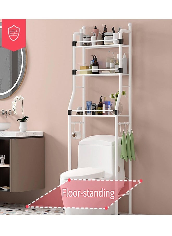 FUMES 3-Tier Washing Machine and Bathroom Organizer with Hanging Hooks for Laundry & Toiletries  - Image 5