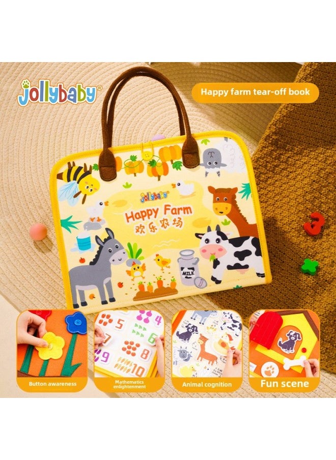 Jollybaby Quiet Tear Book Baby Hand Tear Cloth Book 0-1 Year Old Educational Toy 6 Months Baby Early Teaching-Color:Tear-off Book--farm Style  - Image 1