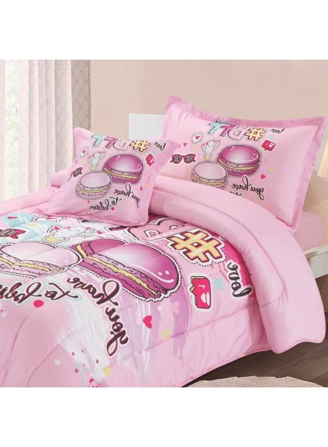 سمارت هوم مفرش سرير بتصميم عصري 4 قطع (مفرش بحشوة مقاس 170×230 سم + واقي مرتبة مقاس 120×200+30 سم + كيس مخدة + غطاء وسادة مربعة) – طقم مفارش سرير شبابية فاخرة لغرف النوم والطلاب والمراهقين - Image 2