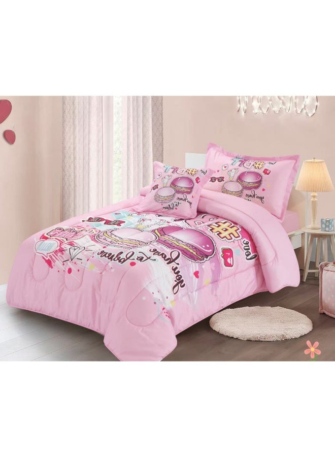 سمارت هوم مفرش سرير بتصميم عصري 4 قطع (مفرش بحشوة مقاس 170×230 سم + واقي مرتبة مقاس 120×200+30 سم + كيس مخدة + غطاء وسادة مربعة) – طقم مفارش سرير شبابية فاخرة لغرف النوم والطلاب والمراهقين - Image 5