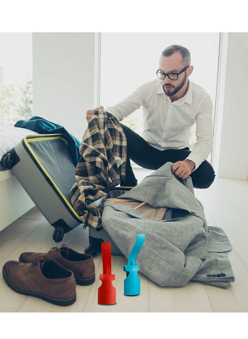 Excefore 4 Pieces Lazy Shoe Helper Portable Sock Shoe Slider Travel Handled Shoe Horn Shoe Lifting Wearing Helper Tool Easy on Easy Off Plastic Shoehorn One Size Fits Most Shoes All Age, Blue/Red - Image 5