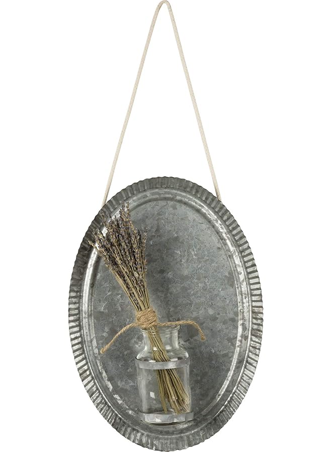 إيروريكس مزهرية حائط مصنوعة يدويًا من المعدن المجلفن والزجاج للديكور المنزلي على شكل رف حائط على الطراز الريفي - Image 2