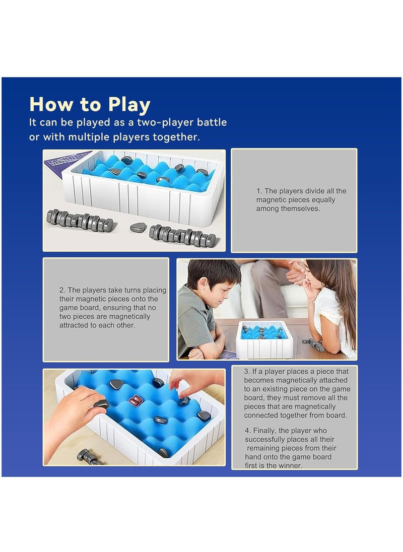 ESSEN - Magnetic Chess Game Set with Stones, Table Top Magnet Chess Board Game, Magnetic Strategy Game with Rocks, Family Game Party Game for Kids and Adults - Image 1