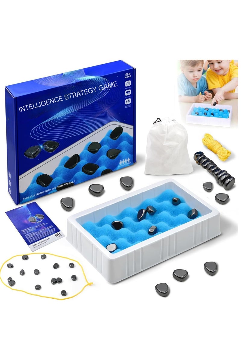 ESSEN Magnetic Chess Game Set with Stones, Table Top Magnet Chess Board Game, Magnetic Strategy Game with Rocks, Family Game Party Game for Kids and Adults  - Image 1