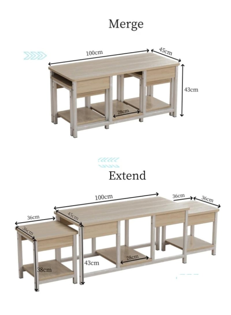 AGD 3-Piece Stackable Nesting Coffee Tables, Living Room Side Tables and TV Stand, Open Storage/Brown - Image 4