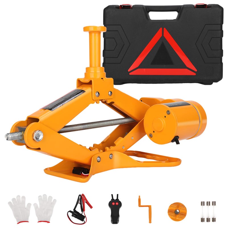 ROGTZ Electric Scissor Car Jack Kit 2 Ton 12V Portable Auto Car Lift with 146 Inch Range for SUV Sedan Floor Jack for Tire Change Roadside Emergency