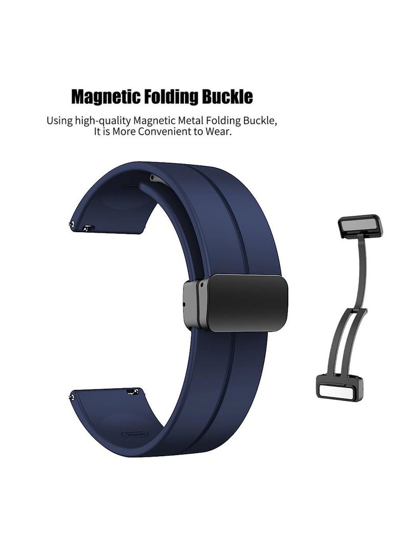 20mm Silicone Strap With Magnetic Folding Buckle  For Amazfit GTS 4 Mini - Bip 3 - GTS 2 Mini- Amazfit GTS 2-Amazfit GTS 4 Blue - Image 2
