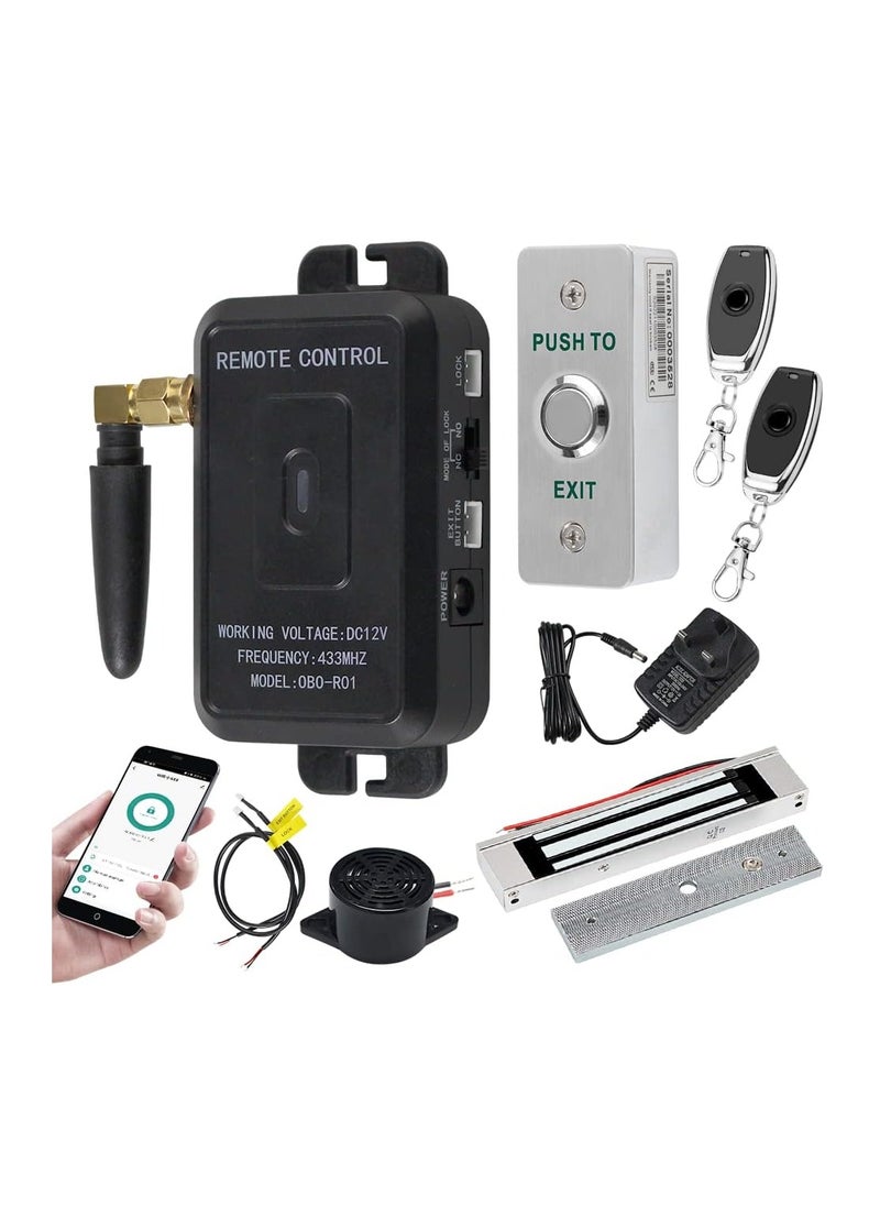 AGYMNX - Smart Lock, Invisible Lock,Tuya WIFI APP Access Control System Kit Wireless Remote Control Unlock Opener(Fire access control power outage unlocking), Electric Magnetic Lock(180KG/350lbs),Exit Button - Image 1