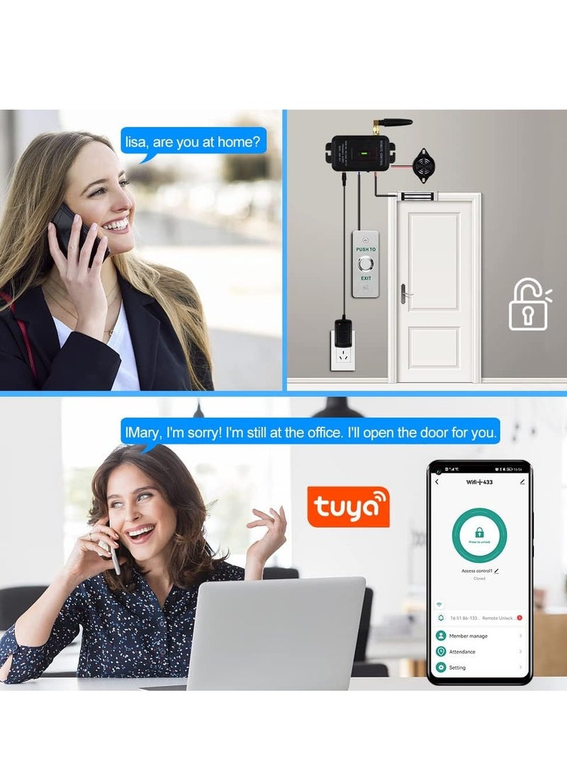 AGYMNX - Smart Lock, Invisible Lock,Tuya WIFI APP Access Control System Kit Wireless Remote Control Unlock Opener(Fire access control power outage unlocking), Electric Magnetic Lock(180KG/350lbs),Exit Button - Image 1