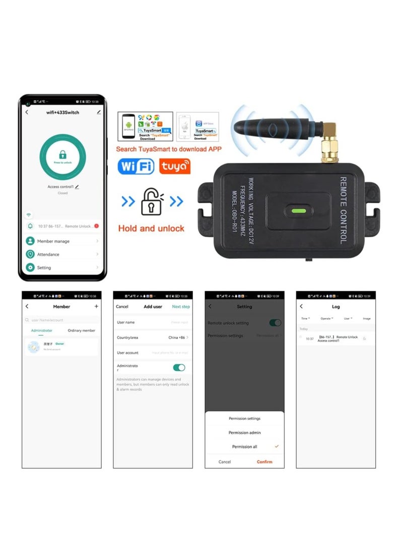 AGYMNX - Smart Lock, Invisible Lock,Tuya WIFI APP Access Control System Kit Wireless Remote Control Unlock Opener(Fire access control power outage unlocking), Electric Magnetic Lock(180KG/350lbs),Exit Button - Image 1