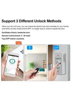 AGYMNX Smart Lock, Invisible Lock,Tuya WIFI APP Access Control System Kit Wireless Remote Control Unlock Opener(Fire access control power outage unlocking), Electric Magnetic Lock(180KG/350lbs),Exit Button  - Image 4