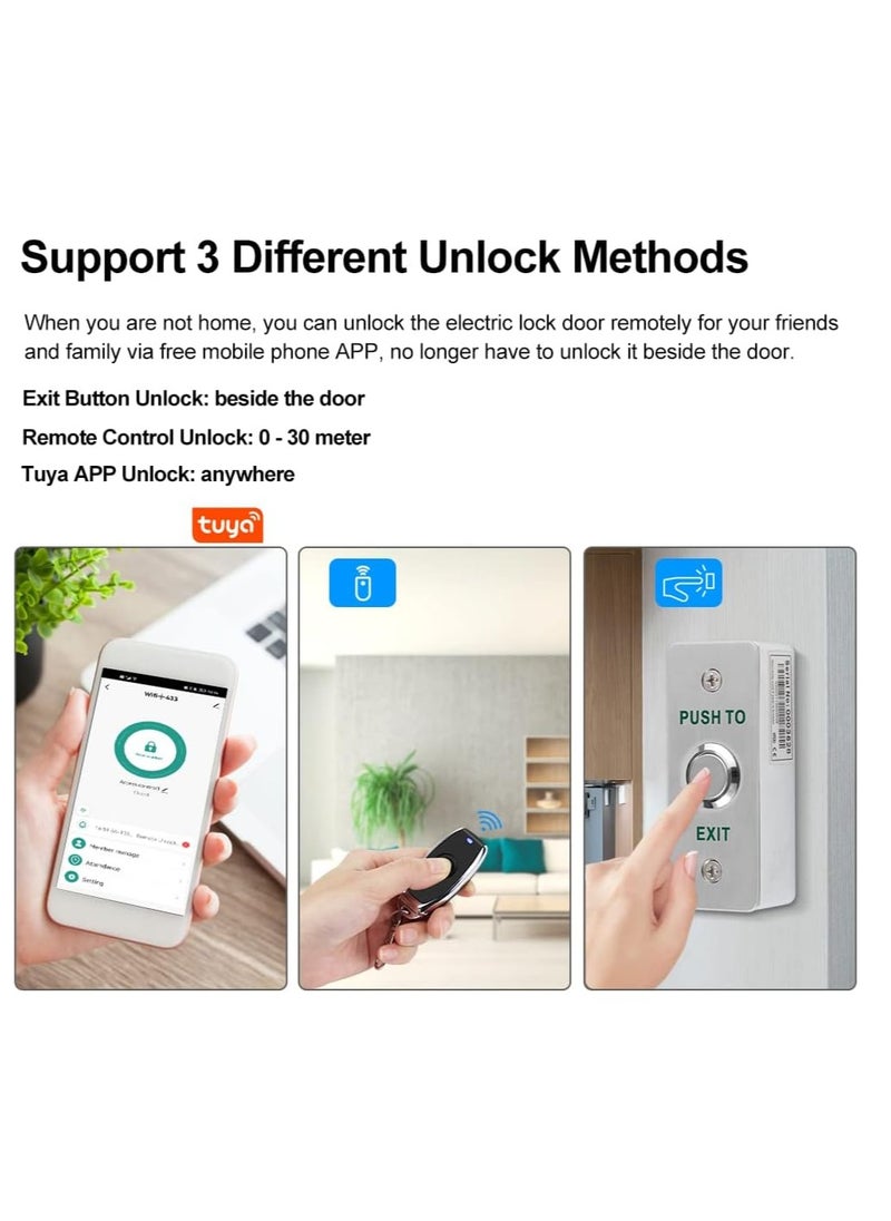 AGYMNX - Smart Lock, Invisible Lock,Tuya WIFI APP Access Control System Kit Wireless Remote Control Unlock Opener(Fire access control power outage unlocking), Electric Magnetic Lock(180KG/350lbs),Exit Button - Image 1