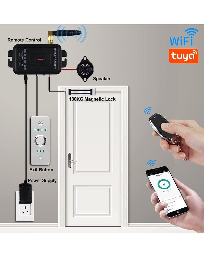 AGYMNX - Smart Lock, Invisible Lock,Tuya WIFI APP Access Control System Kit Wireless Remote Control Unlock Opener(Fire access control power outage unlocking), Electric Magnetic Lock(180KG/350lbs),Exit Button - Image 1
