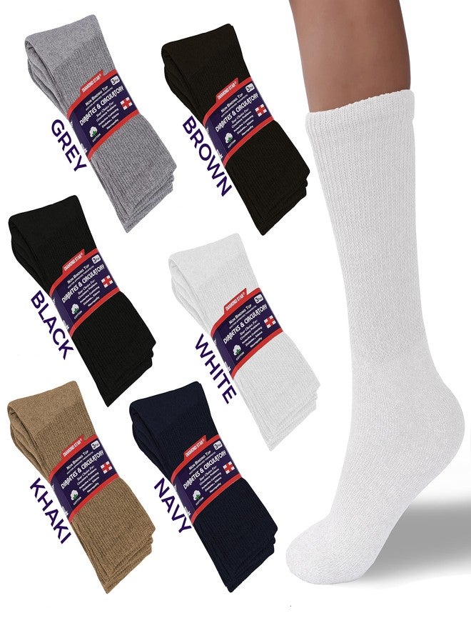 Diamond Star Diabetic Socks, Non-Binding Circulatory Cushion Cotton Crew Diabetic Socks for Men Women 10-13 (3 Pairs White) - Image 5