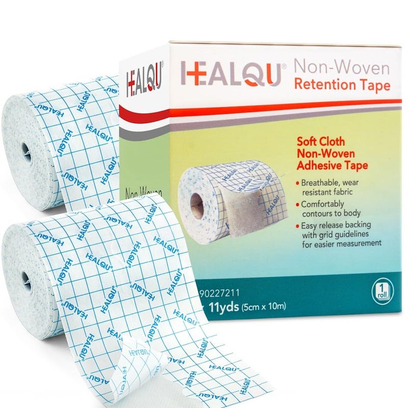 HEALQU Dressing Retention Tape - 2" x 11yd, 2 Rolls Premium Non-Woven Hypoallergenic Cloth - Secure and Gentle Adhesive for Wound Dressings - Latex-Free and Versatile for Sensitive Skin Care - HEALQU - Image 1