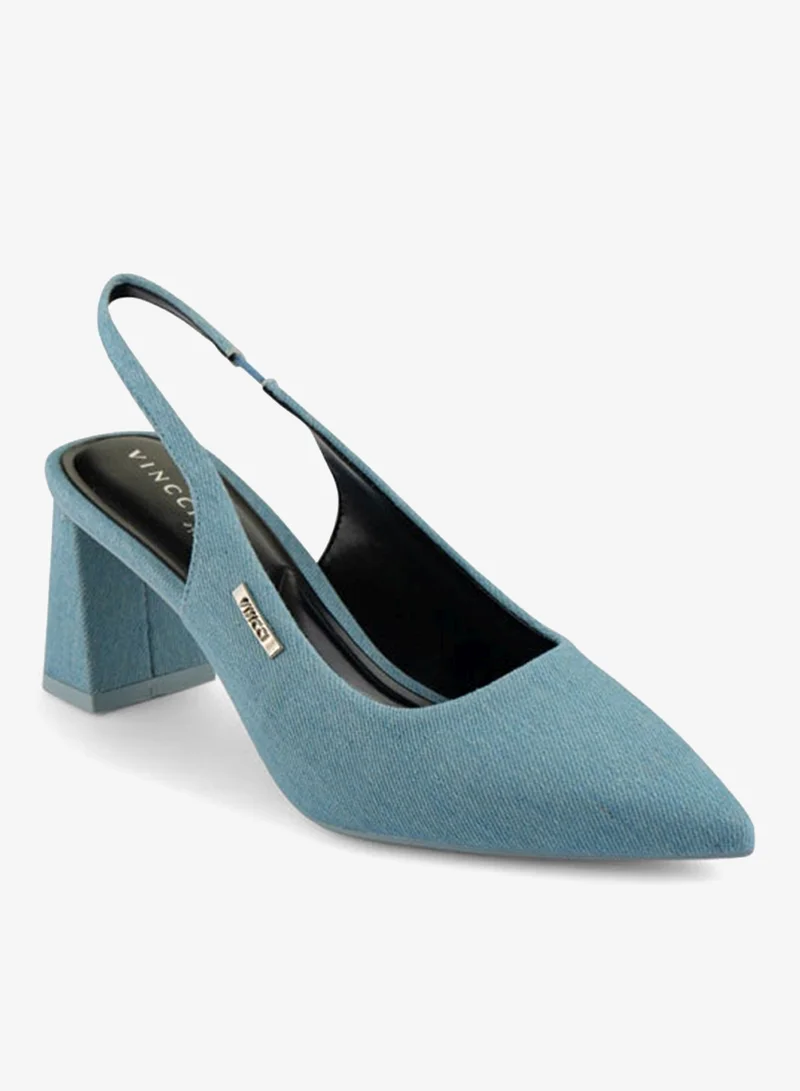 فينتشي صنادل نسائية مدببة إصبع القدم منتصف الكعب حزام الكاحل