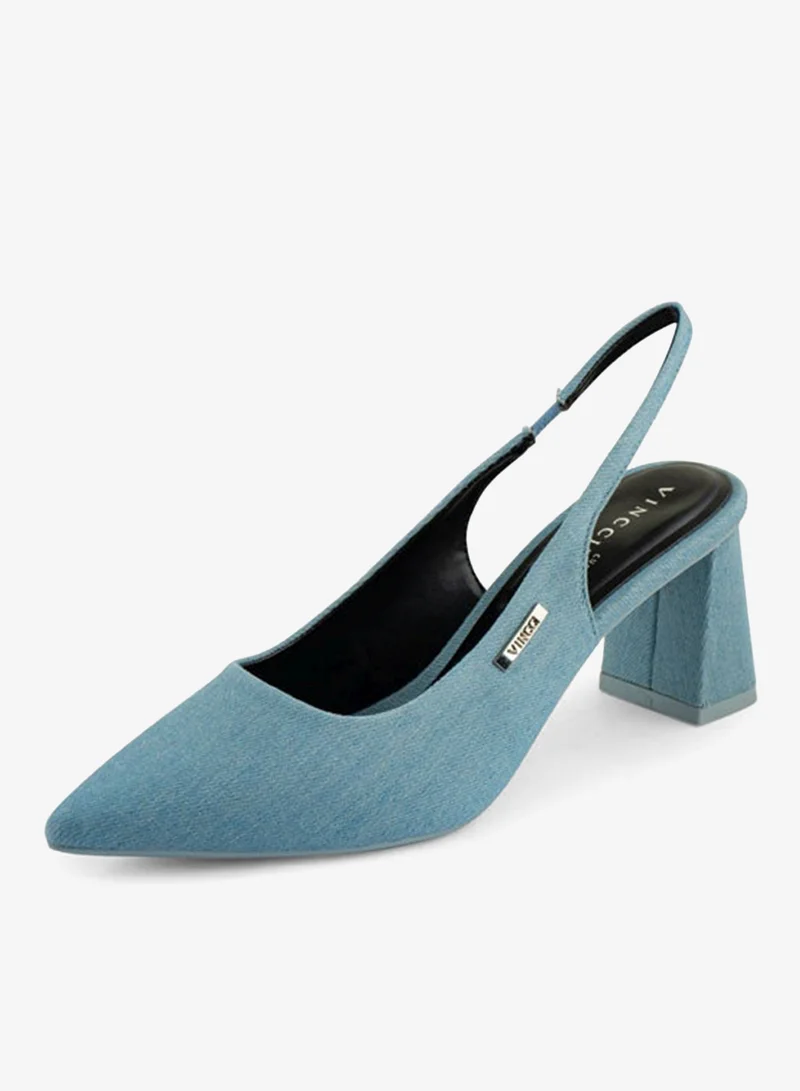 فينتشي صنادل نسائية مدببة إصبع القدم منتصف الكعب حزام الكاحل