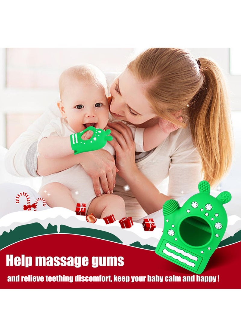Baby Teethers Teething, Teething Mittens for 3-12 Months Baby, Baby Chew Toy and Glove Anti-Drop Easy-Grip Hand Green  - Image 3