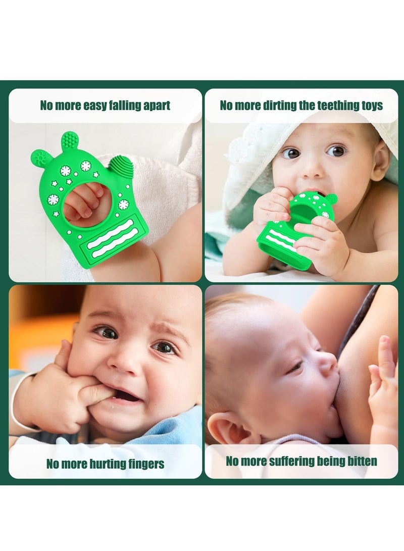 Baby Teethers Teething, Teething Mittens for 3-12 Months Baby, Baby Chew Toy and Glove Anti-Drop Easy-Grip Hand Green  - Image 4