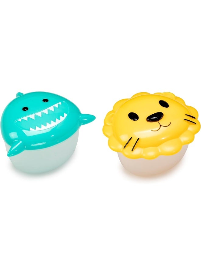 melii حاويات وجبات خفيفة على شكل سمكة قرش وأسد للأطفال - مجموعة تخزين طعام محكمة الإغلاق وغير قابلة للتسرب للأطفال للوجبات الخفيفة أثناء التنقل - خالية من BPA، سهلة التنظيف - 232 مل، أصفر وأزرق - Image 3