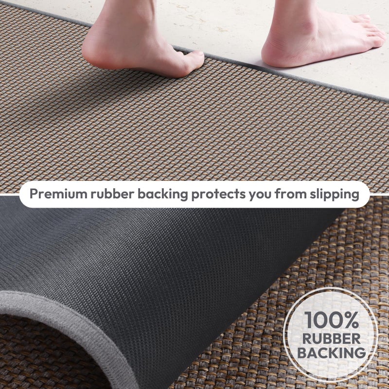 SoftDuo Kitchen Mats for Floor, Kitchen Rug, Nonskid, Washable, Absorbent Kitchen Runner Rug for in Front of Sink, Entryway, Rubber Backing Indoor Door Mat, Farmhouse Style Standing Mat, 17.3"x28", Grey - Image 4