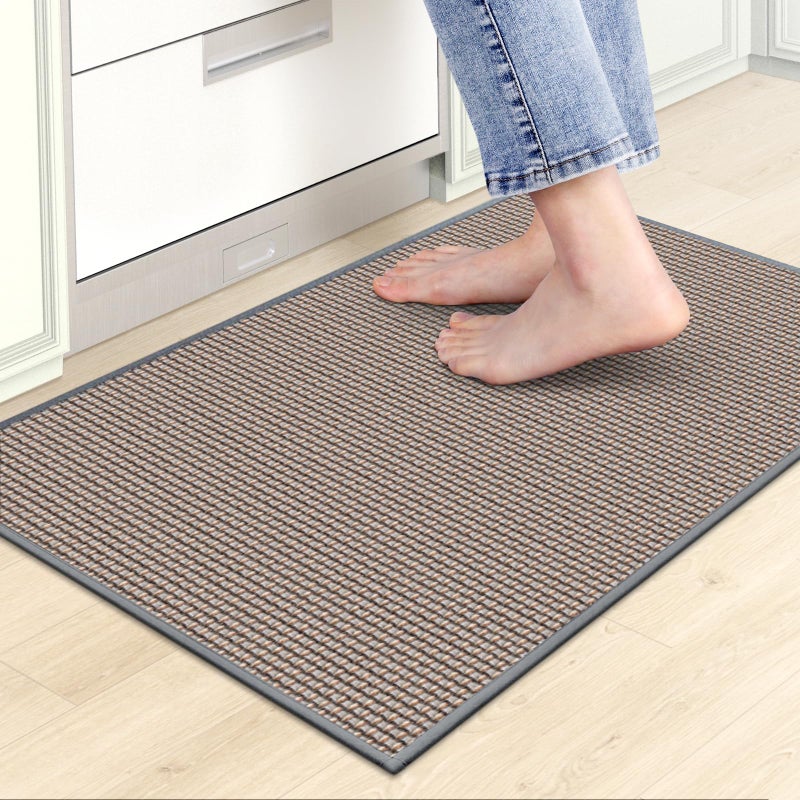 SoftDuo Kitchen Mats for Floor, Kitchen Rug, Nonskid, Washable, Absorbent Kitchen Runner Rug for in Front of Sink, Entryway, Rubber Backing Indoor Door Mat, Farmhouse Style Standing Mat, 17.3"x28", Grey - Image 1