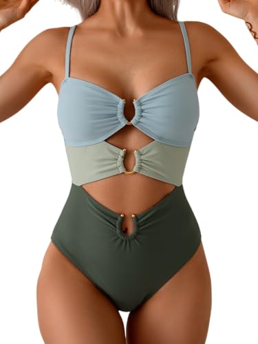Eomenie One Piece Swimsuit for Women Ring Linked Monokini Sexy Bathing Suit Cutout Swim Suit - Image 1