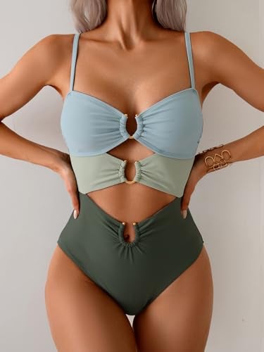 Eomenie One Piece Swimsuit for Women Ring Linked Monokini Sexy Bathing Suit Cutout Swim Suit - Image 4