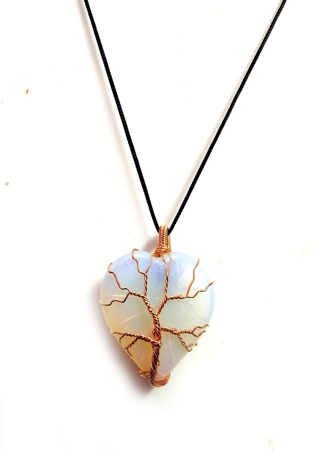 Astroghar Opelite Crystal Fluffy Heart Shaped Tree Of Life Pendent For Men & Women - Image 1