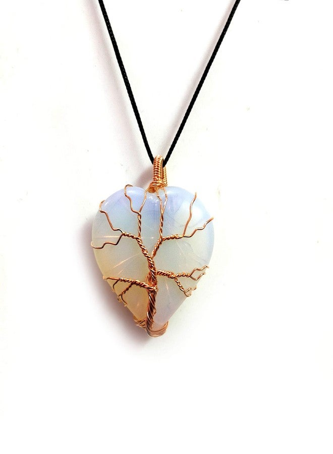 Astroghar Opelite Crystal Fluffy Heart Shaped Tree Of Life Pendent For Men & Women - Image 3
