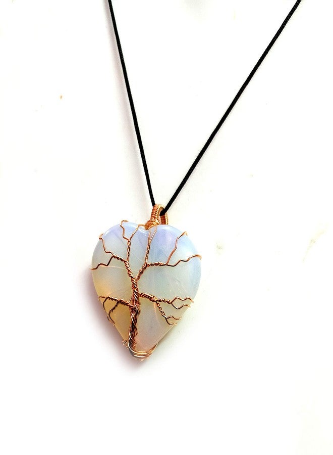 Astroghar Opelite Crystal Fluffy Heart Shaped Tree Of Life Pendent For Men & Women - Image 2